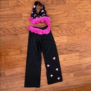 Kids Dance Costume with Pink and Black Heart Design